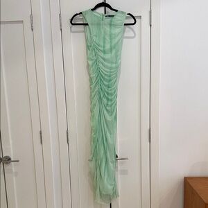 Zara Light Green Ruched Dress